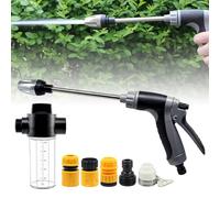 Limpiador de Alta Presión, Pistola de Agua a Presión con Modo de Agua Ajustable, Ducha para Manguera de Jardín Ideal para Lavado de Coches, Riego de Jardín, Terraza y Ducha para Mascotas Adaptador