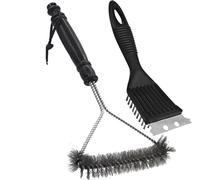 Limpiador de barbacoa, 2 paquetes de cepillo de limpieza de parrilla de barbacoa de metal y raspador. Limpiador de cerdas de acero de 30,5 cm y 20,3 cm para barbacoa y parrilla de cocina, cepillo de