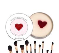 Limpiador de brochas de maquillaje, champú sólido en forma de corazón, limpiador de brochas de maquillaje sólido, para base, sombra de ojos, bronceador, licuadora, esponjas de polvo suelto, cosméticos