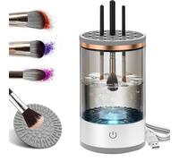 Limpiador de Brochas de Maquillaje Eléctrico 3 en 1, Limpia Seca y Almacena con Tecnología Sónica - Obtén un Set Impecable en 30s, el makeup brush cleaner ideal para tu rutina, Negro