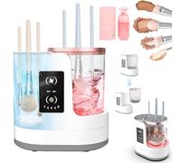 Limpiador de brochas de maquillaje, máquina limpiadora de brochas de maquillaje con champú de esponja, limpiador eléctrico 3 en 1 con soporte para secadora de brochas de maquillaje, apto para todas