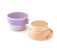 Limpiador de Brochas de Maquillaje Plegable, Cuenco de Silicona para Limpiar Pinceles y Esponjas, Alfombrilla Lava Brochas Portatil con Textura Profunda y Asa (LILA)