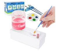 Limpiador de brochas de pintura y herramienta de limpieza de brochas de maquillaje con taza de enjuague de brochas de pintura y dispensador de agua de pintura 4 en 1, práctica estación de pintura para