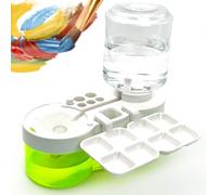 Limpiador de brochas de pintura y limpiador de brochas de maquillaje con taza de enjuague de pinceles, dispensador de agua todo en 1, práctica estación de pintura, perfecta para acuarela, óleo,