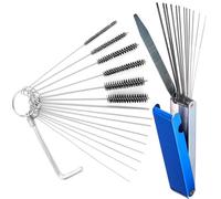 Limpiador de carburadores de carbono para eliminar suciedad, 9 agujas de limpieza, 6 cepillos de nailon, 1 llave inglesa y 13 cepillos de limpieza para motosierra, motocicleta, ATV, ciclomotor,