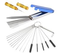 Limpiador de carburadores kit 13 cables acero inox., 10 agujas, 5 cepillos nylon, 1 punta herramienta para carburador de motocicleta, cortacésped, quad, motosierra - limpia carburadores