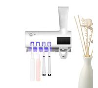 Limpiador De Cepillo De Dientes UV Inteligente - Prensa Dentífrica Automática 19x12.5x4.7 Cm | Dispensador De Esterilizador De Pared De Material PP - Soporte De Pasta Dentífrica Higiénico Manos Libres