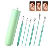 Limpiador de cera para oídos, cuchara ergonómica compacta para cerumen, kit de limpieza de oídos, para hombres, mujeres, niños, niñas, jóvenes, adolescentes, (Verde)