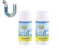 Limpiador de drenaje de fregadero, Polvo de limpiador de drenaje de fregadero multifuncional, Potente agente de dragado de tuberías para inodoro de cocina, Espuma rápida (2PCS)
