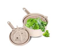 Limpiador de Ensaladas Centrifugadora Lechuga Multiusos Secador de Frutas y Verduras Herramienta de Lavado Manual de Arroz, Spinner Doméstico Para Pasta, Patatas Fritas(beige)