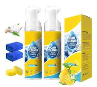 Limpiador de espuma potente y multiusos para interiores de automóviles, nuevo limpiador de interiores de automóviles, limpiador multiusos sin agua de aplicación rápida con pulverizador y paño (2 set)
