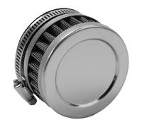 Limpiador de filtro de aire cónico redondo para motocicleta, malla de acero inoxidable de 58-60 mm con goma, negro y plateado