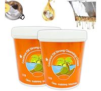 Limpiador de grasa para cocina, crema limpiadora potente con aceite de coco, limpiador para utensilios de acero inoxidable, limpiador multiusos que elimina manchas en microondas (2PCS)