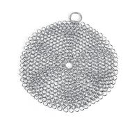 Limpiador de hierro fundido Chainmail Scrubber Limpiador raspador a prueba de óxido de acero inoxidable 304 con anillo colgante para utensilios de cocina de hierro fundido