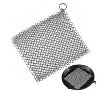 Limpiador de Hierro Fundido de Acero Inoxidable, 13 * 13 CM Cepillo de Esponja de Malla de Acero Inoxidable, para Limpiar Ollas, Woks, Asadores, Parrillas, Sartenes