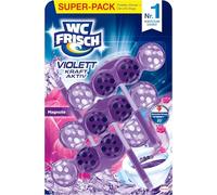 Limpiador de inodoro con innovadora fórmula antiolores, aroma para frescura extra y una limpieza visible, 3 x 50 g, color violeta