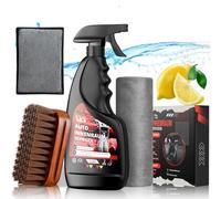 Limpiador de interior de coche de 500 ml, juego profesional de limpieza de interiores para coche, incluye paños de microfibra de 40 x 40 cm, almohadilla de limpieza interior, limpieza profunda de