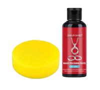 Limpiador de joyas de plata - Dissimulador de rayas para metales 50 ml con esponja | Pasta de limpieza y cuidado para joyas de metal platino | Cuidado de arañazos en metales