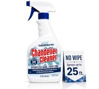 Limpiador de lámparas de araña en spray seco - Fórmula sin limpieza para un brillo sin esfuerzo y sin rayas en cristal, vidrio y latón - Pulveriza hasta 25 pies. Biodegradable, no tóxico y ahorra