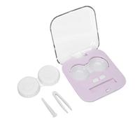 Limpiador de lentes de contacto portátil Lavadora automática Caja de lentes de contacto Herramientas de limpieza con pinzas para viajes y hogar(Púrpura)