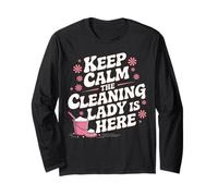 Limpiador de limpieza divertido Keep Calm Cleaning Lady Is Here Manga Larga
