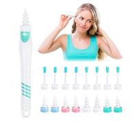 Limpiador de oídos 360° en espiral de silicona con 3 tipos de cabezales, removedor de cerumen para niños y adultos, seguro y suave con 16 recambios lavables