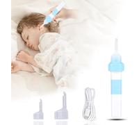 Limpiador de Oídos Eléctrico, Gran Potencia De Aspiración Dispositivo De Succión De Cera De Oídos Silicona Con Luz y 2 Puntas Suaves y Cable De Carga USB Para Bebé, Adulto