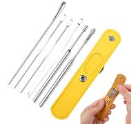 Limpiador de oídos - Limpiador de cerumen de acero inoxidable de 6 piezas con bolsa de almacenamiento de PU,Limpiador de cera para oídos, regalo para familiares, amigos, adultos y niños Shangjia