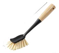 Limpiador de ollas de madera natural con cerdas de PET, cepillo de cocina ecológico para acero inoxidable, aluminio y cerámica, fácil de limpiar, mango largo, antiarañazos, multicolor para (9912 negro