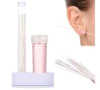 Limpiador de orificios para orejas, limpiador desechable para orificios de perforación, 70 piezas de hilo dental con solución de limpieza de 15 ml, eliminación de olores de orejas para niñas y mujere