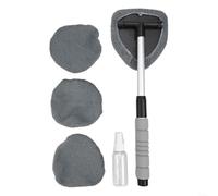Limpiador de parabrisas de coche de extensión para mango retráctil y cabezal giratorio, almohadilla de microfibra, botella de spray y toallas adicionales para vidrio interior y exterior en automóviles