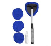 Limpiador de parabrisas de coche, limpiador de ventanas de coche con botella de spray transparente de 100 ml + 3 paños de repuesto + 1 cepillo, herramienta de limpieza de parabrisas con mango