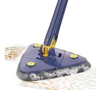 Limpiador de pared para fregona Triangular - Cabezal giratorio de 360 grados, Herramienta de poste telescópico ajustable, depurador seco y húmedo versátil | Sistema completo para áreas de pla