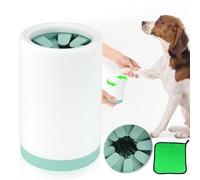 Limpiador de Patas Paw Cleaner 2 colores diferentes Portátil Extraíble Suave Cepillo Cerdas Silicona limpiador patas perro con Toalla para Masaje de Mascotas Garras Sucias (verde)