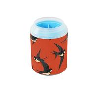 Limpiador de pies de mascotas reutilizable retro con diseño de golondrina negra y rojo con cepillo de masaje suave, suministros de aseo para gatos y perros