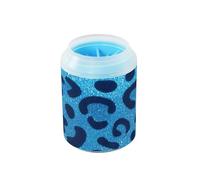Limpiador de pies de perro portátil con purpurina falsa con estampado de leopardo azul, cepillo de silicona suave, suministros y accesorios para gatos y perros, kit de limpieza para perros