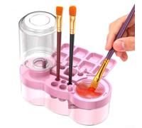 Limpiador de pinceles de pintura a base de agua con mecanismo de drenaje y soporte para brochas para un mantenimiento eficiente del estudio (rosa)