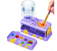 Limpiador de pinceles de pintura de dibujos animados 5 en 1 con bandeja y sistema de ahorro de agua de drenaje para niños, profesores y aspirantes a artistas, color morado (morado)
