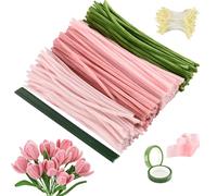 Limpiador de pipas de ramo para manualidades y manualidades florales - 300 piezas de limpiador de tuberías para manualidades, limpiador de tuberías para manualidades, con alambre de flores para hacer