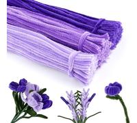 Limpiador de pipas lila, 300 unidades para manualidades, flores, alambre de chenilla de 30 cm, alambre de manualidades para flores creativas, proyectos de bricolaje, 4 limpiadores de tuberías