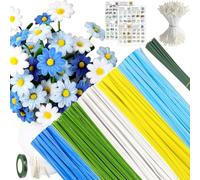 Limpiador de pipas para manualidades, 300 unidades con hilo verde para manualidades, cinta adhesiva, limpiapipas para el día de la madre, día de San Valentín, aniversario, manualidades, adultos y