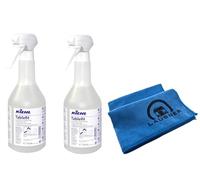 Limpiador de plástico y escritorio, eliminador de residuos de pegamento con guantes (2 botellas de limpiador de escritorio = 1,5 litros)