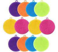 Limpiador de platos de silicona, 12 cepillos de esponja de silicona, esponjas de goma reutilizables de grado alimenticio, sin BPA, apto para lavavajillas y secado rápido, para platos de cocina,