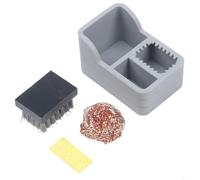 Limpiador de puntas de soldador de 3 pulgadas con cepillo de alambre y virutas de latón, soporte de silicona resistente al calor para mantenimiento de boquillas, caja de limpieza portátil para