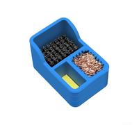 Limpiador de puntas de soldadura de silicona compacto con cepillo de alambre integrado, limpiador de cobre y esponja para flujos de trabajo de reparación de electrónicos portátiles (azul)