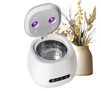 Limpiador de soporte, 52 kHz, eliminador de suciedad | Máquina de limpieza con soporte UV portátil para niños mayores, adultos, protector bucal, reloj, correa de seguridad, alineador de dientes