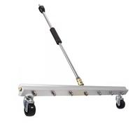 Limpiador de tren de rodaje a presión, escoba de agua de acero inoxidable con varita de extensión de 53 cm y boquilla 4/7, ideal para limpieza de superficies de suelo con ruedas
