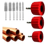 Limpiador de tuberías de cobre para taladro,Limpiador de tuberías de cobre - Juego de limpiador de tuberías con cepillo desbarbador 3X - Herramienta de limpieza de tuberías, cepillo de limpieza de tub