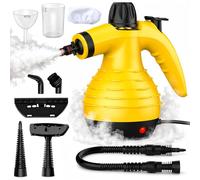 Limpiador de Vapor de Mano, Limpiador a Vapor de Alta Presión, Calentamiento Rápido, Vaporizador Portátil de Mano para Sofá, Cocina, Baño, Azulejos, Juntas y Coche, con Accesorios de Cepillo(Dorado)
