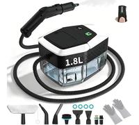 Limpiador de vapor manual, 2500 W, limpiador a vapor de mano con mango escalonado, 8 boquillas, depósito de 1,8 L, 3 niveles de vapor, 4 bares de alta presión, 15 segundos de tiempo de calentamiento